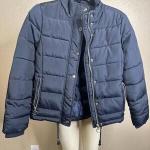 Topshop Puffer Blue Jacket Size 2 *hood Is Missing